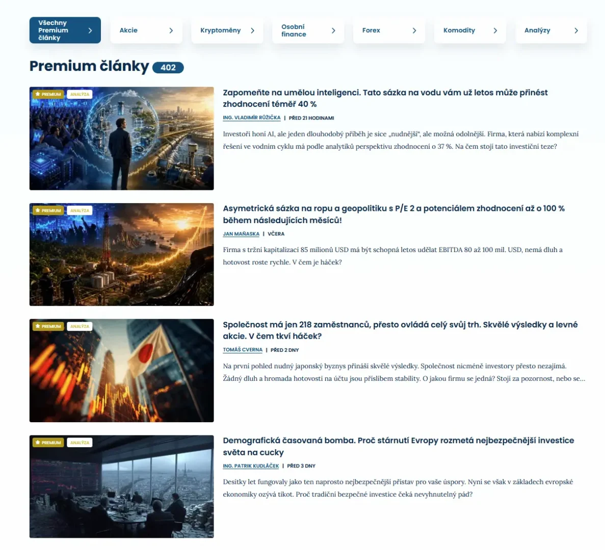 Vyplatí se Finex Premium? Za předplatným je opravdu tučný balík informací o akciích a dalších investicích (recenze) 6 Finex Premium 6