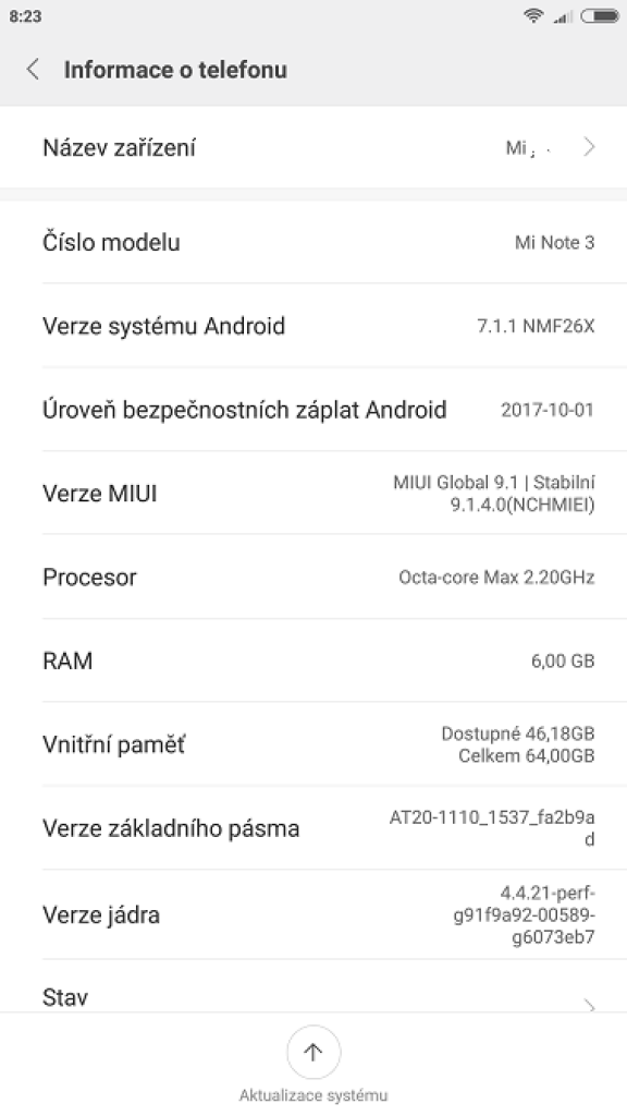 Xiaomi Mi Note 3 prostě šlape! A jaké dělá fotky? Fantastické! 32 Screenshot 2018 03 09 08 23 58 539 com.android.settings