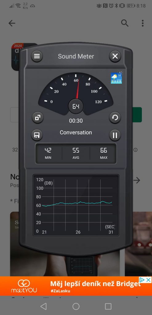 Airbi Sponge - recenze kompaktní čištičky vzduchu 9 Screenshot 20200416 081823 app.tools .soundmeter.decibel.noisedetector