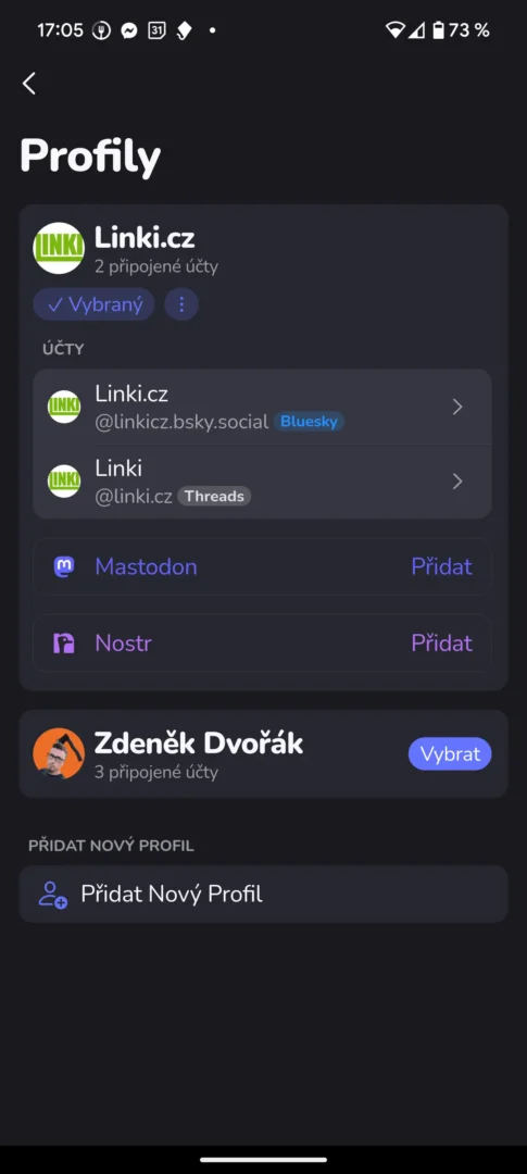 Česká aplikace Openvibe propojuje na jednom místě Threads, Bluesky, Mastodon i Nostr 1 Screenshot 20250129 170500