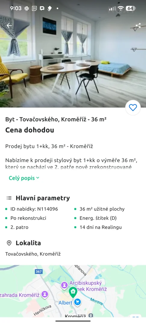 Český realitní agregátor, který chce zjednodušit hledání bydlení. To je Realingo 6 Screenshot 20251009 090324