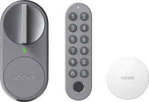 LOCKIN G30 LOCKIN G30 – šedý chytrý zámek, klávesnice se snímačem otisků a bílá Wi-Fi brána