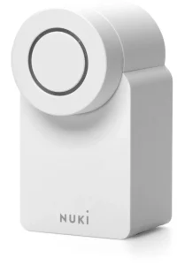 Nuki Smart Lock GO Nuki Smart Lock GO – bílý plastový chytrý zámek s otočným knoflíkem