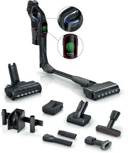 Bosch Unlimited 10 Bosch Unlimited 10 – tyčový vysavač s ohnutou trubicí, displejem na rukojeti a sadou nástavců