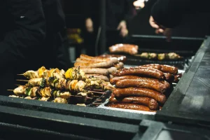 foodiesfeed.com grilled sausages and skewers