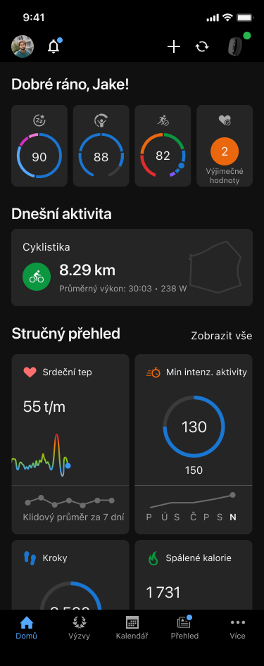 Garmin CIRQA Smart Band: náramek bez displeje s výdrží 10 dní 3 Domovská obrazovka s přehledem aktivity