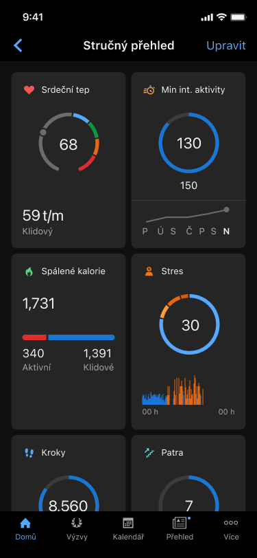 Garmin CIRQA Smart Band: náramek bez displeje s výdrží 10 dní 4 Přehled zdraví v Garmin Connect