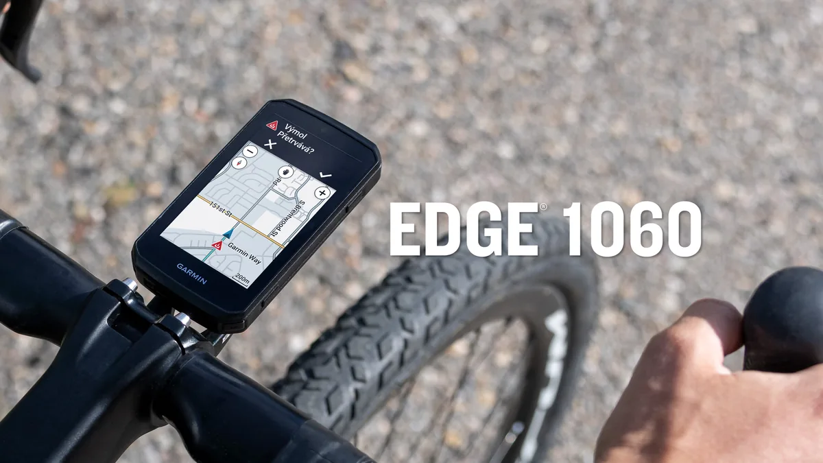 Garmin Edge 1060 Garmin Edge 1060 – cyklopočítač na řídítkách gravelového kola hlásí výmol na trase