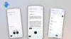Tři obrazovky aplikace Google AI Edge Eloquent na iPhonu: živý přepis diktování s waveformem, vyčištěný text s režimy úprav a osobní slovník, nahoře barevné logo aplikace