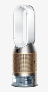 Dyson Purifier Humidify+Cool PH2 De-NOx PH05 Dyson Purifier Humidify+Cool PH2 De-NOx PH05 – čistička se zvlhčovačem, bílou smyčkou nahoře a zlatým tělem