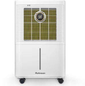 Rohnson R-91212 True Ion & Fresh Air Rohnson R-91212 True Ion & Fresh Air – bílý odvlhčovač s kruhovým displejem uprostřed čelní mřížky