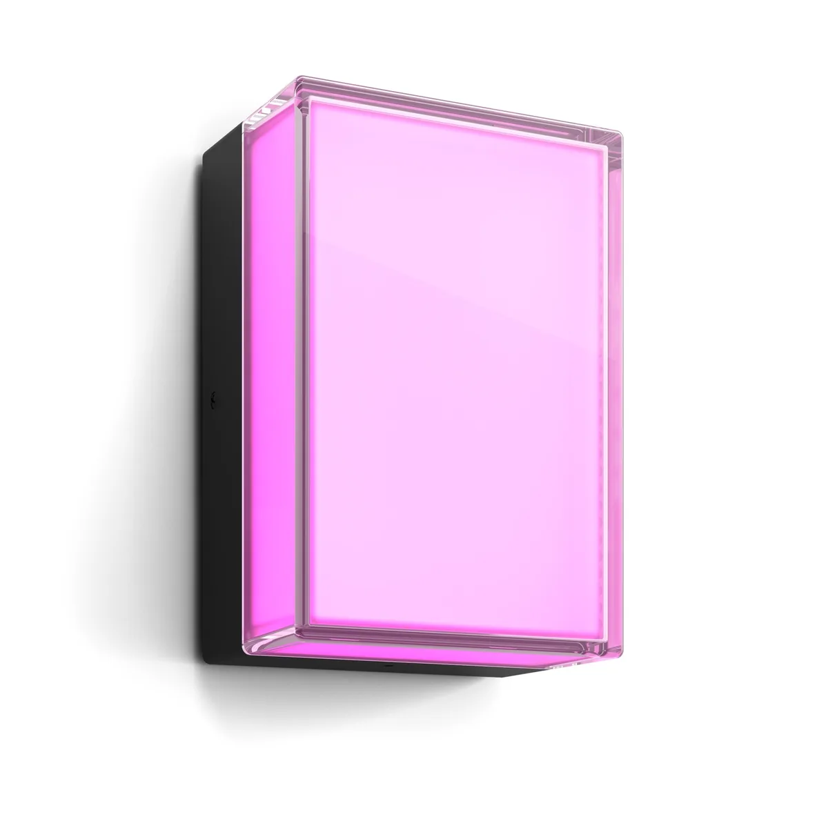 Šest novinek Philips Hue: kamera za 120 eur sladí světla s televizí bez HDMI, venkovní svítidla od 2 059 Kč 19 Philips Hue Scenova: obdélníkové venkovní nástěnné svítidlo v černém rámu, které svítí růžově