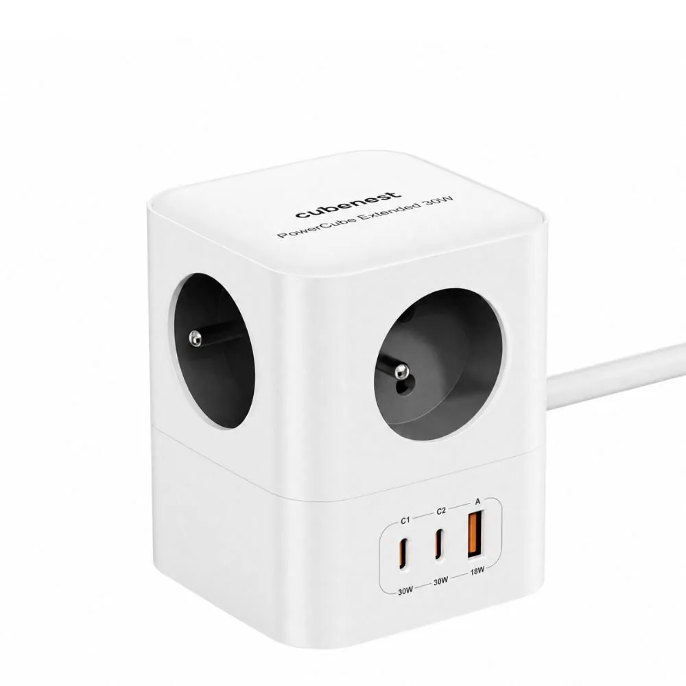 PowerCube Ultra: prodlužovačka s 65W USB-C nabije notebook a ušetří vám adaptér 21 PowerCube Ultra 30 W: prodlužovačka ve tvaru kostky se čtyřmi zásuvkami a třemi USB porty