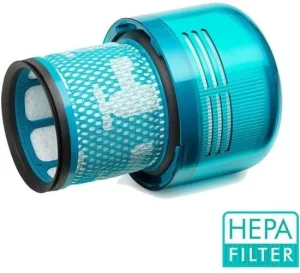 Dyson HEPA filtrační jednotka pro V15 Dyson HEPA filtrační jednotka pro V15 – tyrkysový válcový filtr s vysunutou vnitřní vložkou